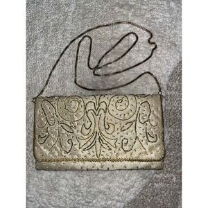Vintage Regate Ltd Gold Beaded Evening Clutch Bag Champagne Formal Handbag
